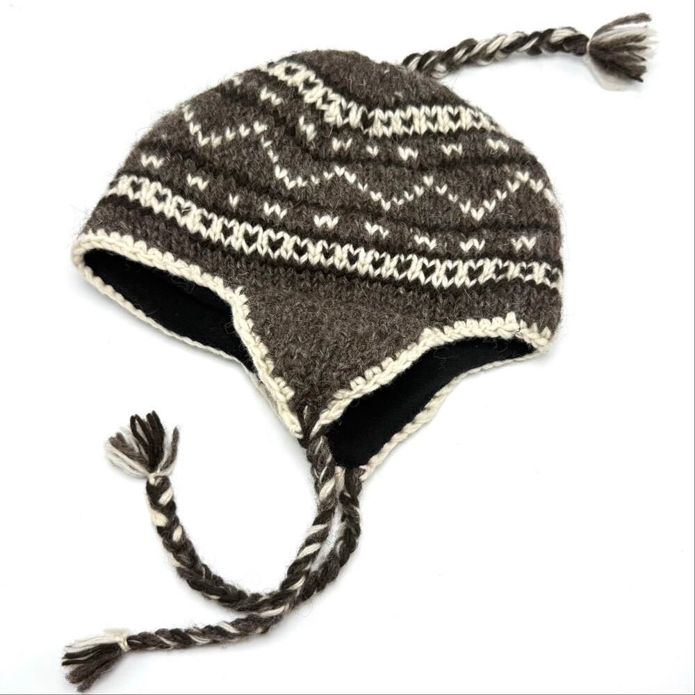 Nepalese Wool Sherpa Hat Earflap Toque Beanie Toboggan Winter Stocking Cap Nepal